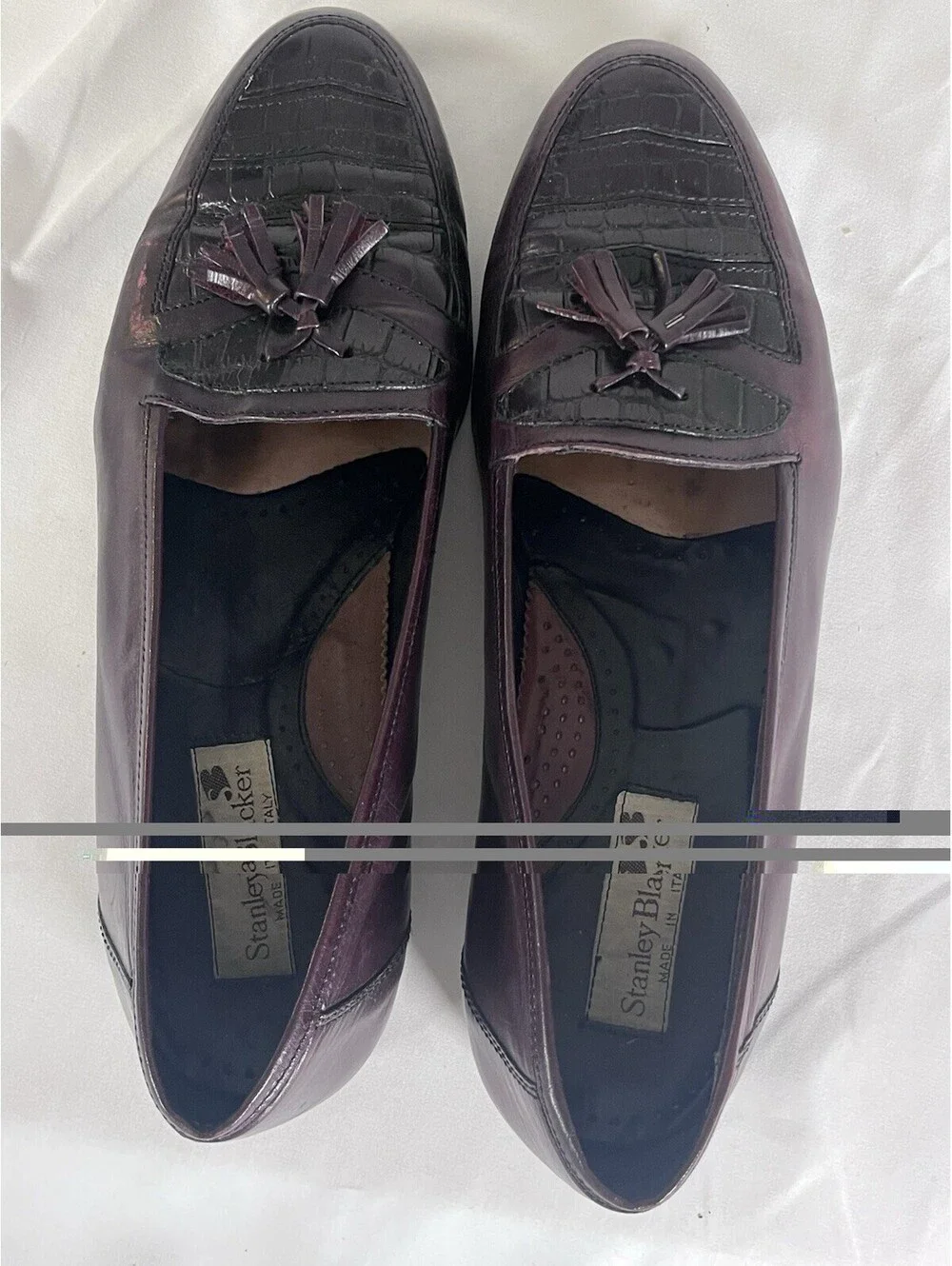 Stanley Blacker Burgundy Leather Tassel Loafers 10M